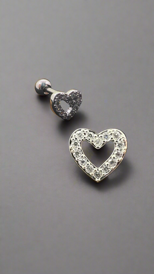 Stainless Steel Heart Shape Strass Ear Piercing