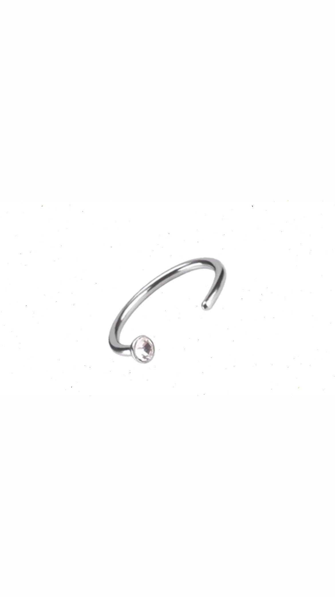 Circle With 1 Strass Dot Stainless Steel Nose Piercing