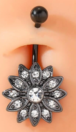 Zircon Flower Decor Navel Belly Ring