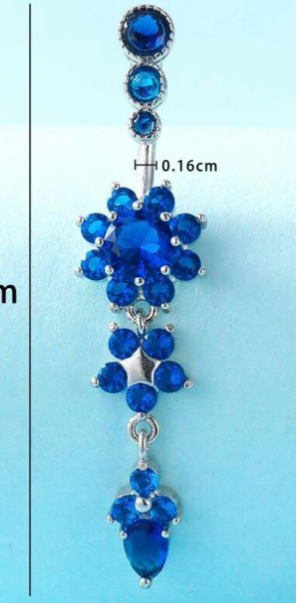 Rhinestone Triple Flower Belly Ring