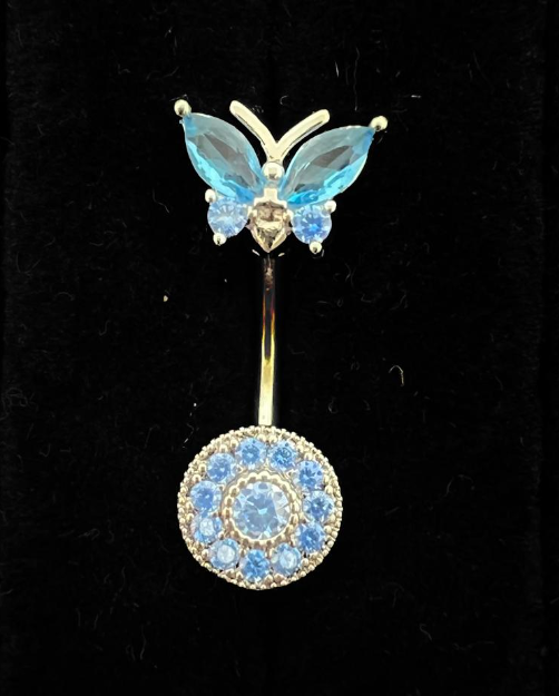 Rhinestone Butterfly Decor Navel Belly Ring