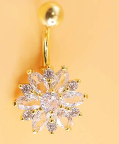 Zircon Flower Decor Navel Belly Ring