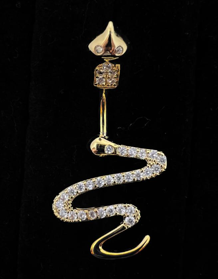 Rhinestone Snake Decor Navel Belly Ring