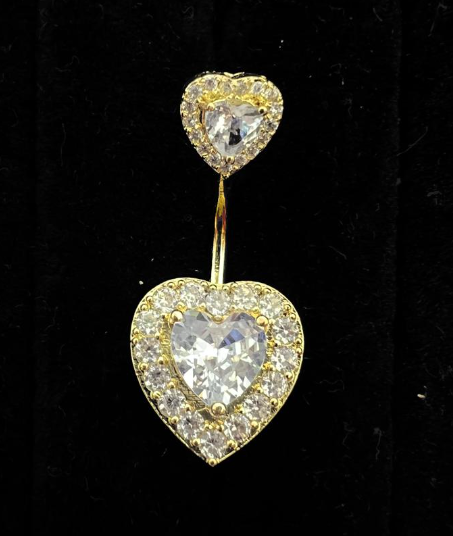 Double Heart Decor Navel Belly Ring