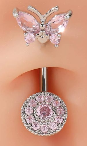 Rhinestone Butterfly Decor Navel Belly Ring