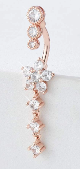 Rhinestone Flower Decor Navel Belly Ring