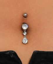 Zircon Water-drop Decor Navel Belly Ring