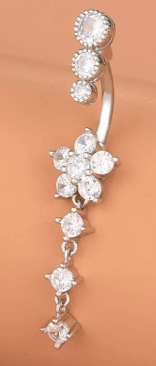 Rhinestone Flower Decor Navel Belly Ring