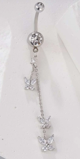 Rhinestone Butterfly Decor Navel Belly Ring