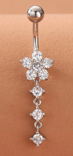 Zircon Flower Decor Belly Ring