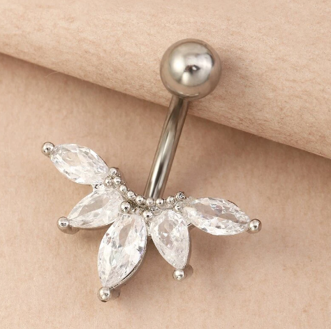 5 Drops Zircon Decor Navel Belly Ring