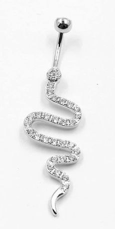 Cubic Zirconia Snake Decor Navel Belly Ring