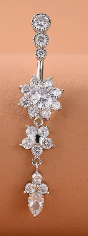 Rhinestone Flower Belly Ring