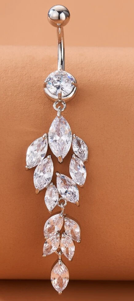 Cubic Zirconia Dangling  Decor Navel Belly Ring