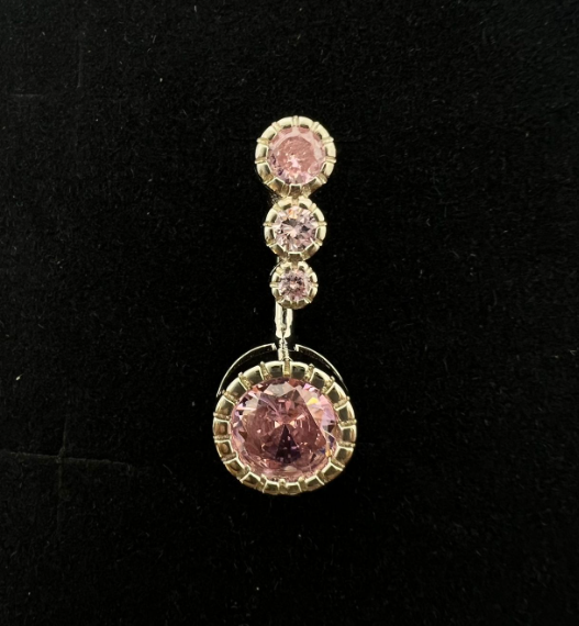 Silver 925 Triple Stone Belly Ring