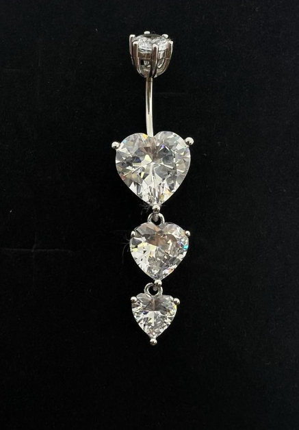 Silver 925 Triple Heart Belly Ring