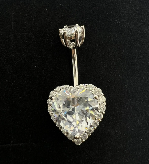 Silver 925 Heart Belly Ring