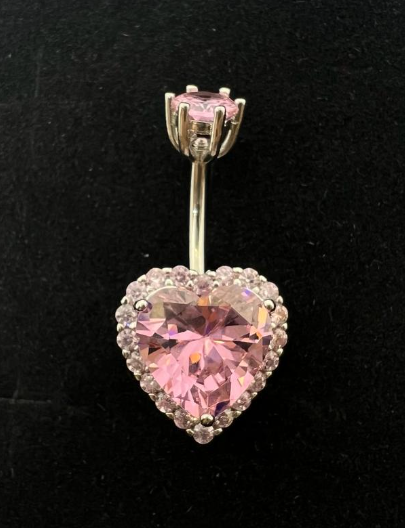 Silver 925 Heart Belly Ring