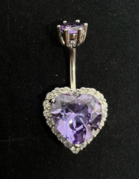 Silver 925 Heart Belly Ring