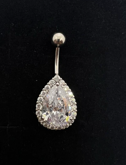 Silver 925 Water Drop Belly Ring