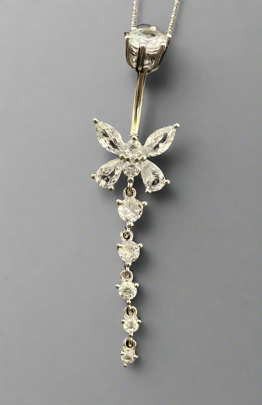 Silver 925 Long Butterfly Belly Ring