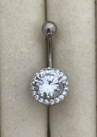 14G Strass Round Titanium Belly Ring