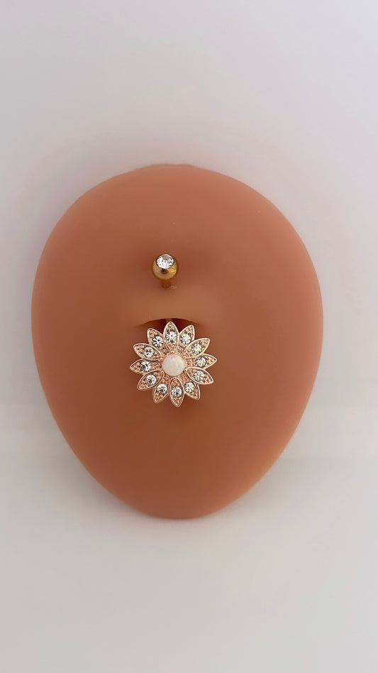 Rhinestone Flower Belly Piercing