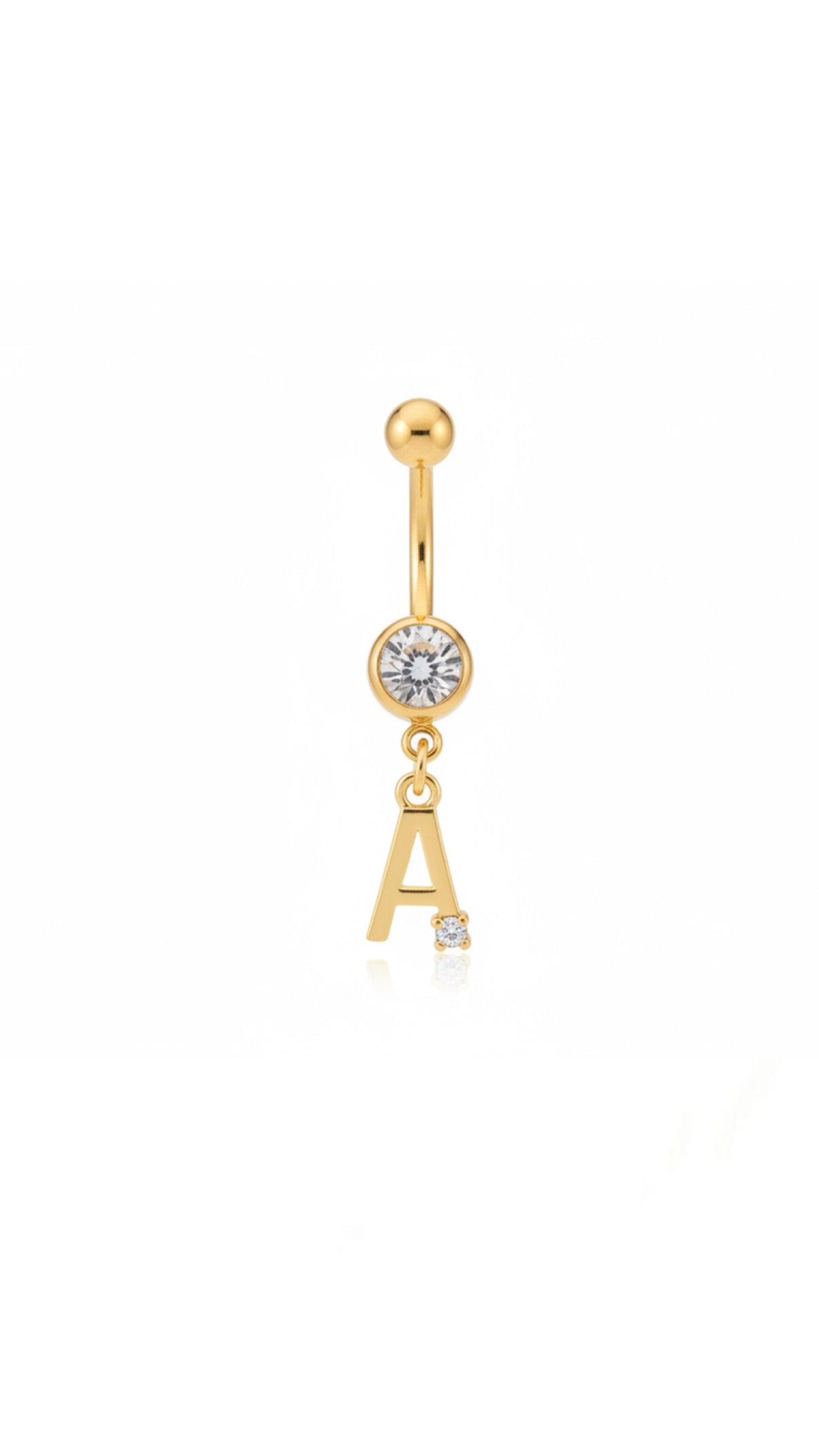 Zircon Letter Charm Navel Belly Ring