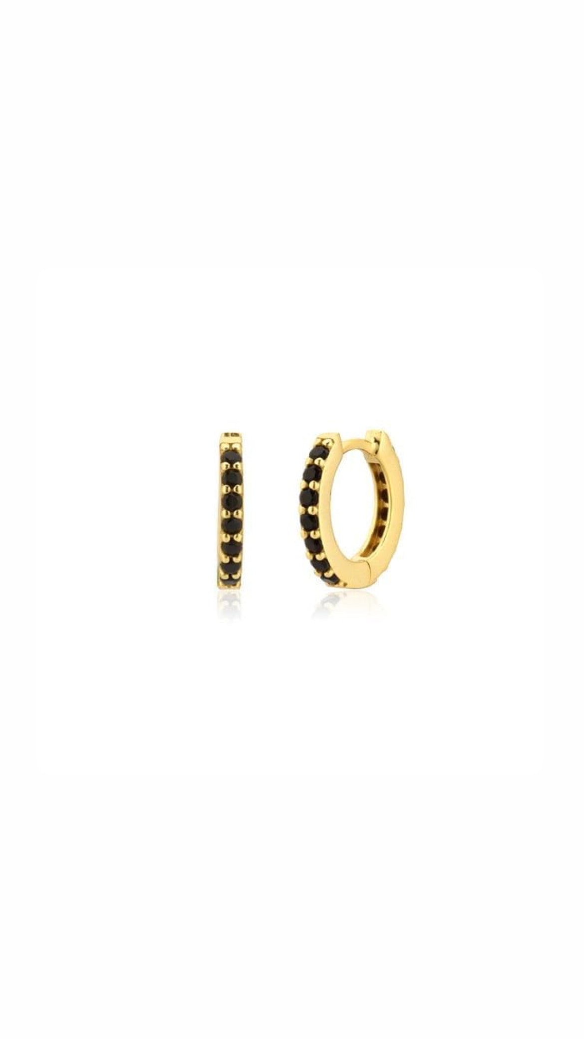 Silver 925 Gold Plated Black Hoop Ear Piercing (PAIR)