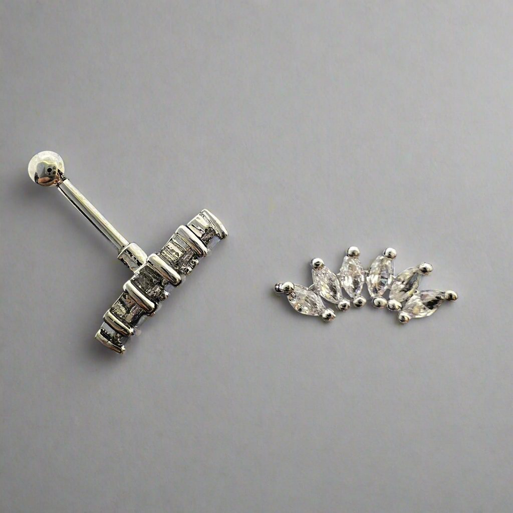 Stainless Steel 6 Stones Crown Helix/Conch Ear Piercing