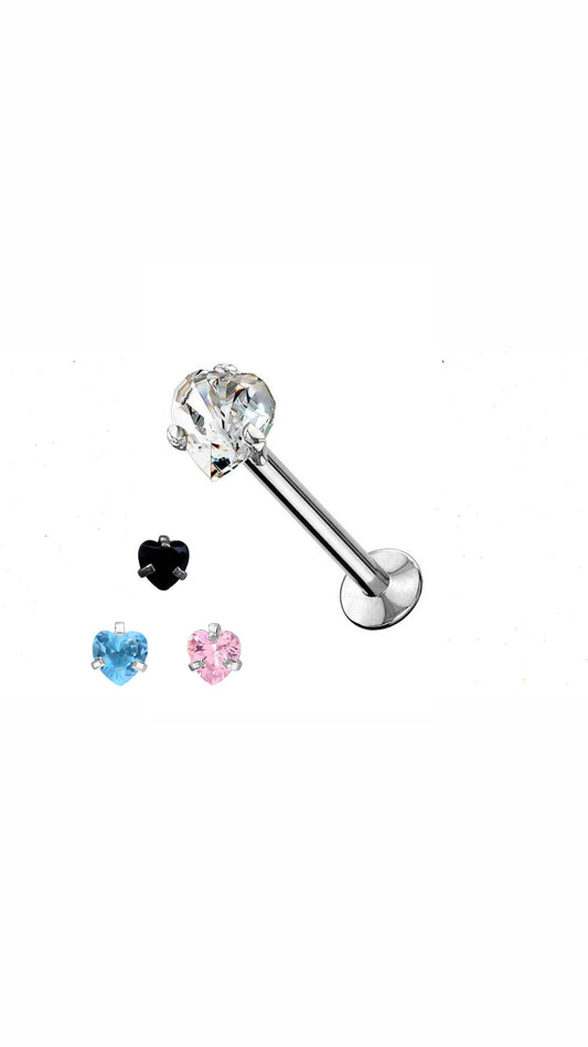 Stainless Steel Heart Shape Flatback Ear Piercing