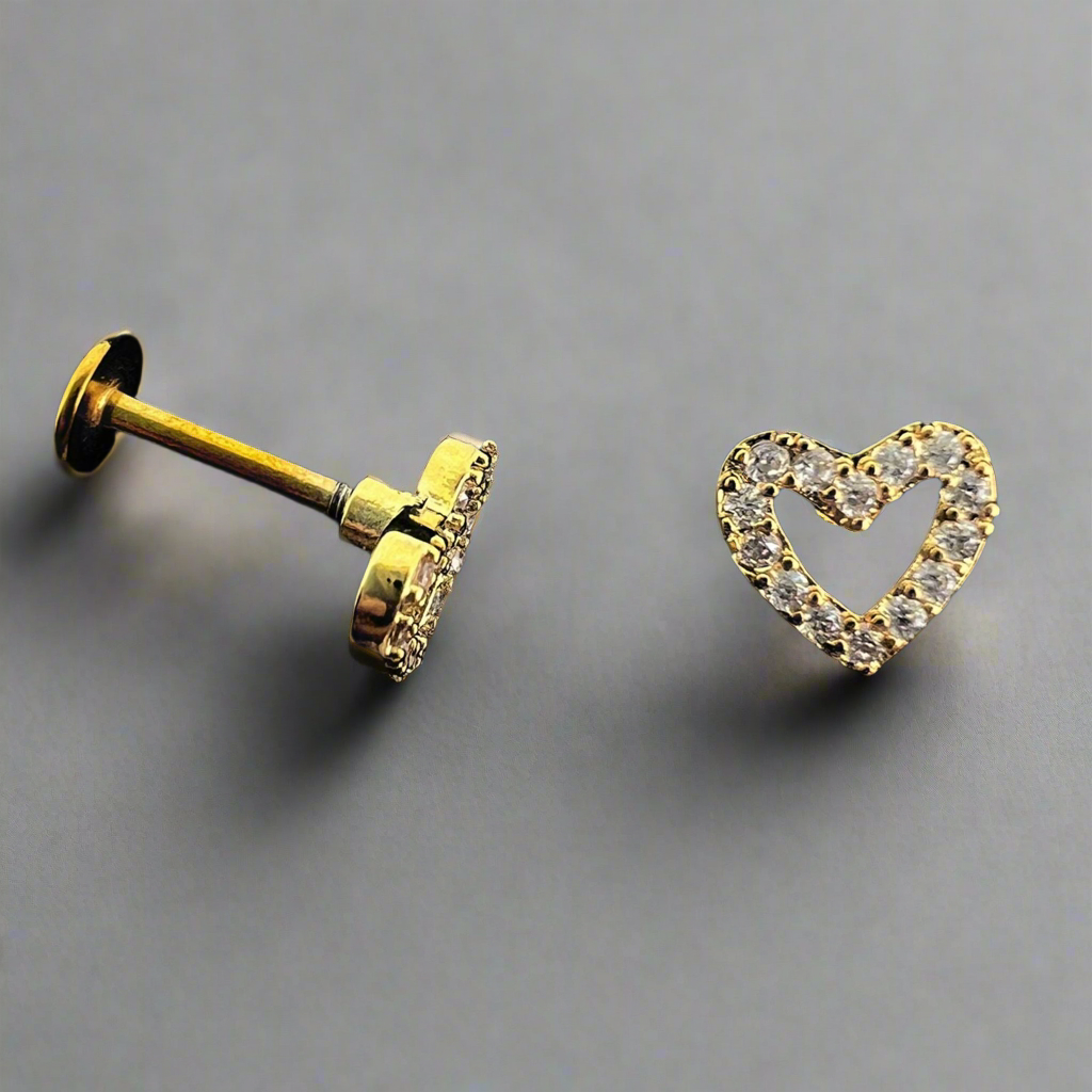 Stainless Steel Heart Shape Strass Ear Piercing