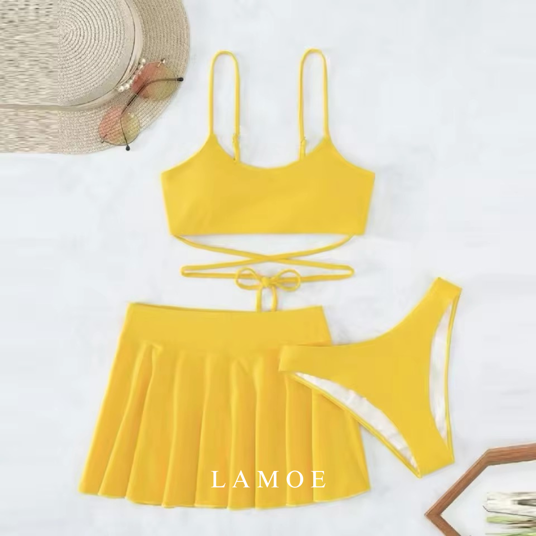 3 Pieces Set Yellow Swimsuit