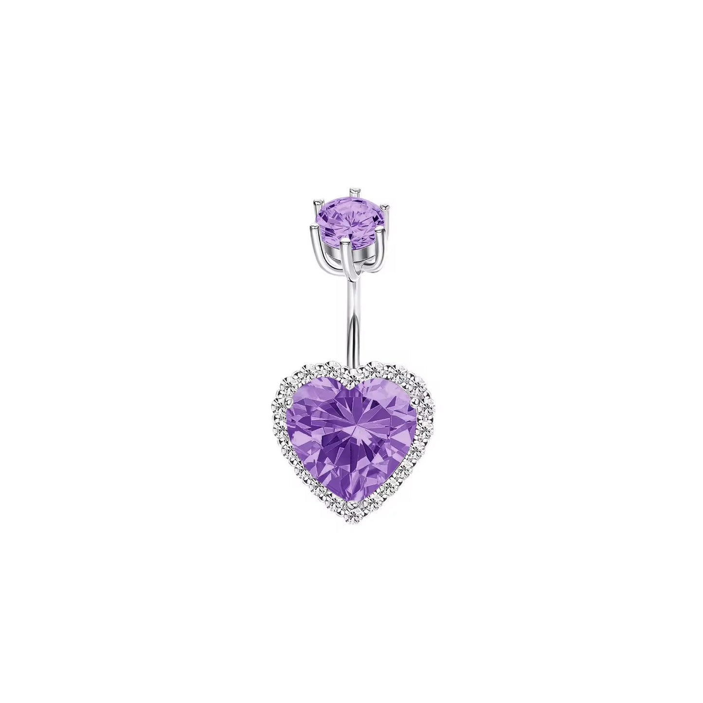 14G Silver 925 Heart Belly Ring