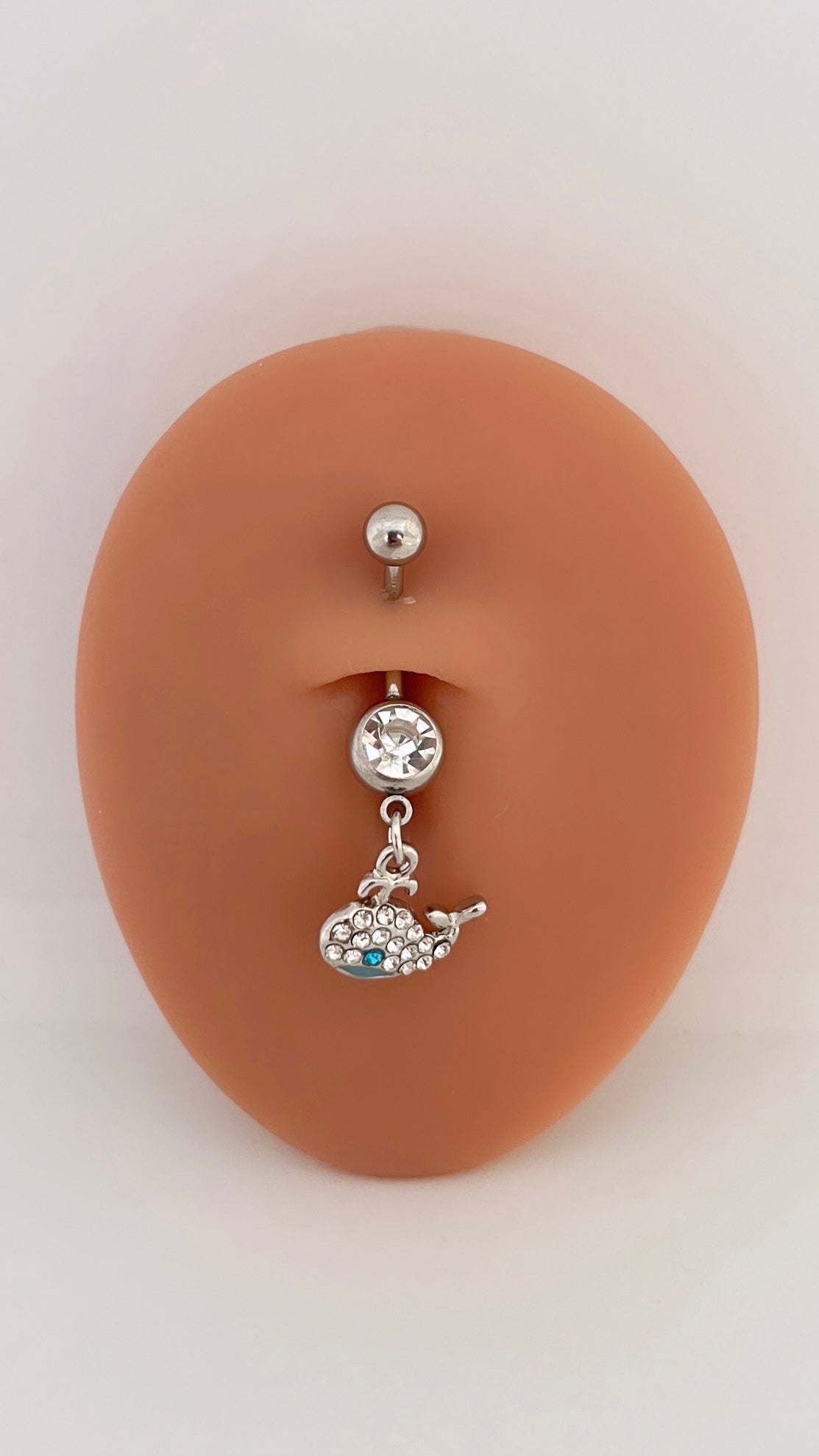 Rhinestone Whale Charm Navel Belly Ring