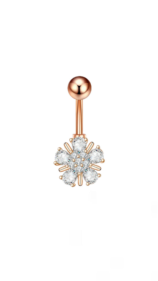 Zircon Flower Decor Navel Belly Ring