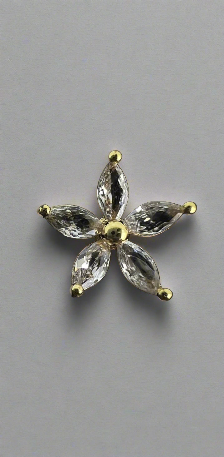 Stainless Steel Gold Flower Ear Piercing