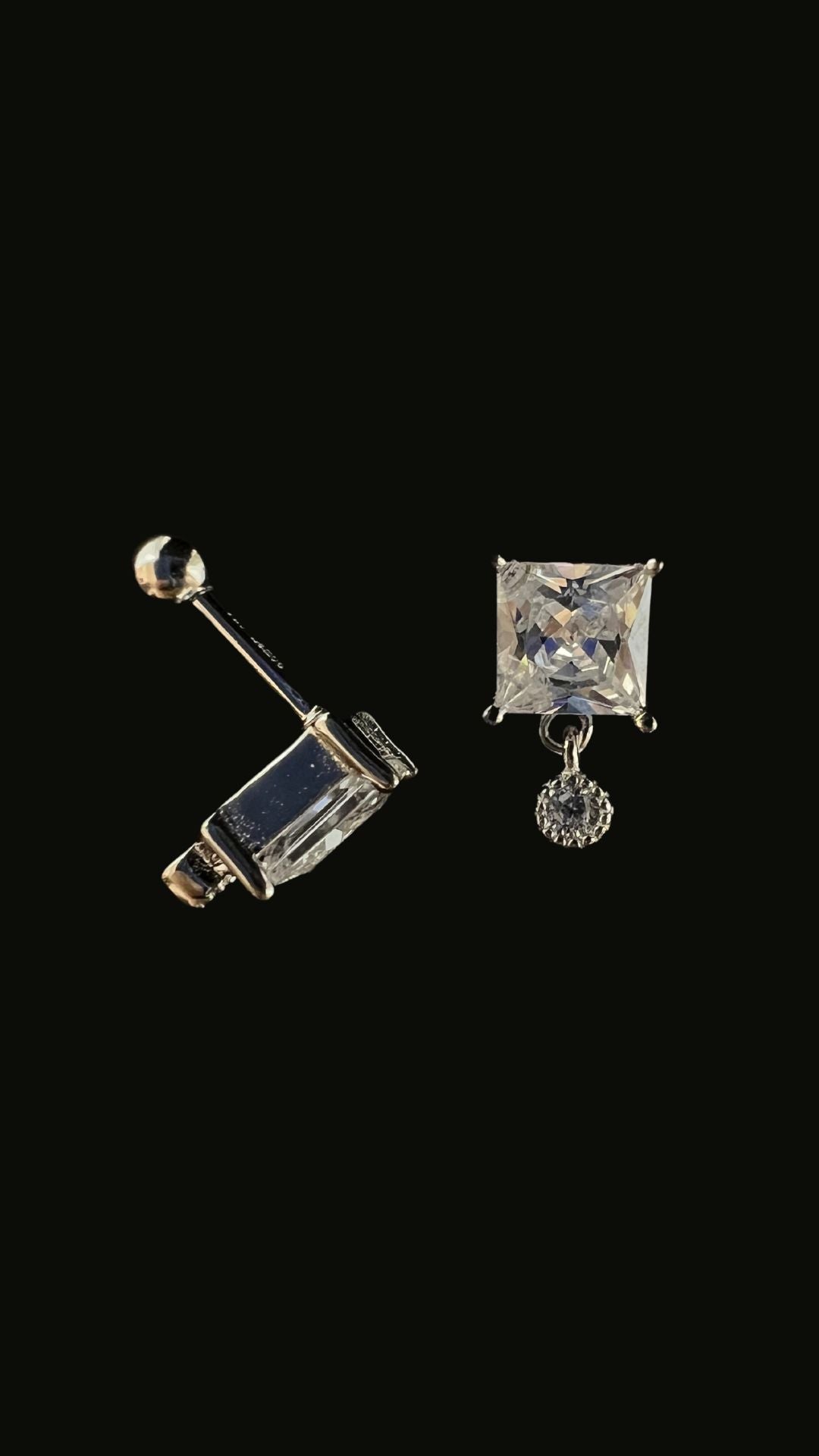 Silver 925 Square Design Lobe Ear Piercing