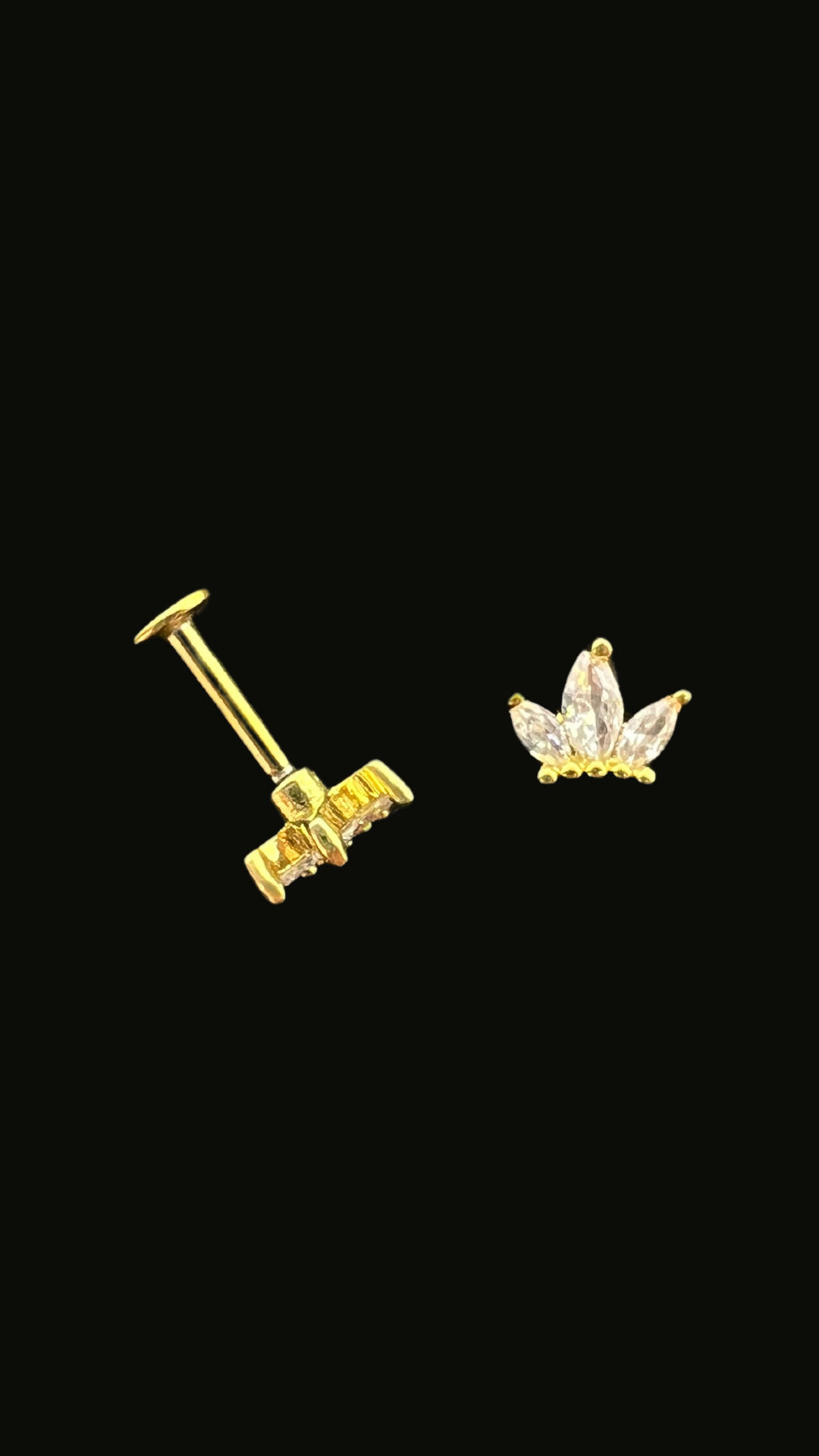 Stainless Steel Crown 3 Stones Ear Piercing (Model 1)