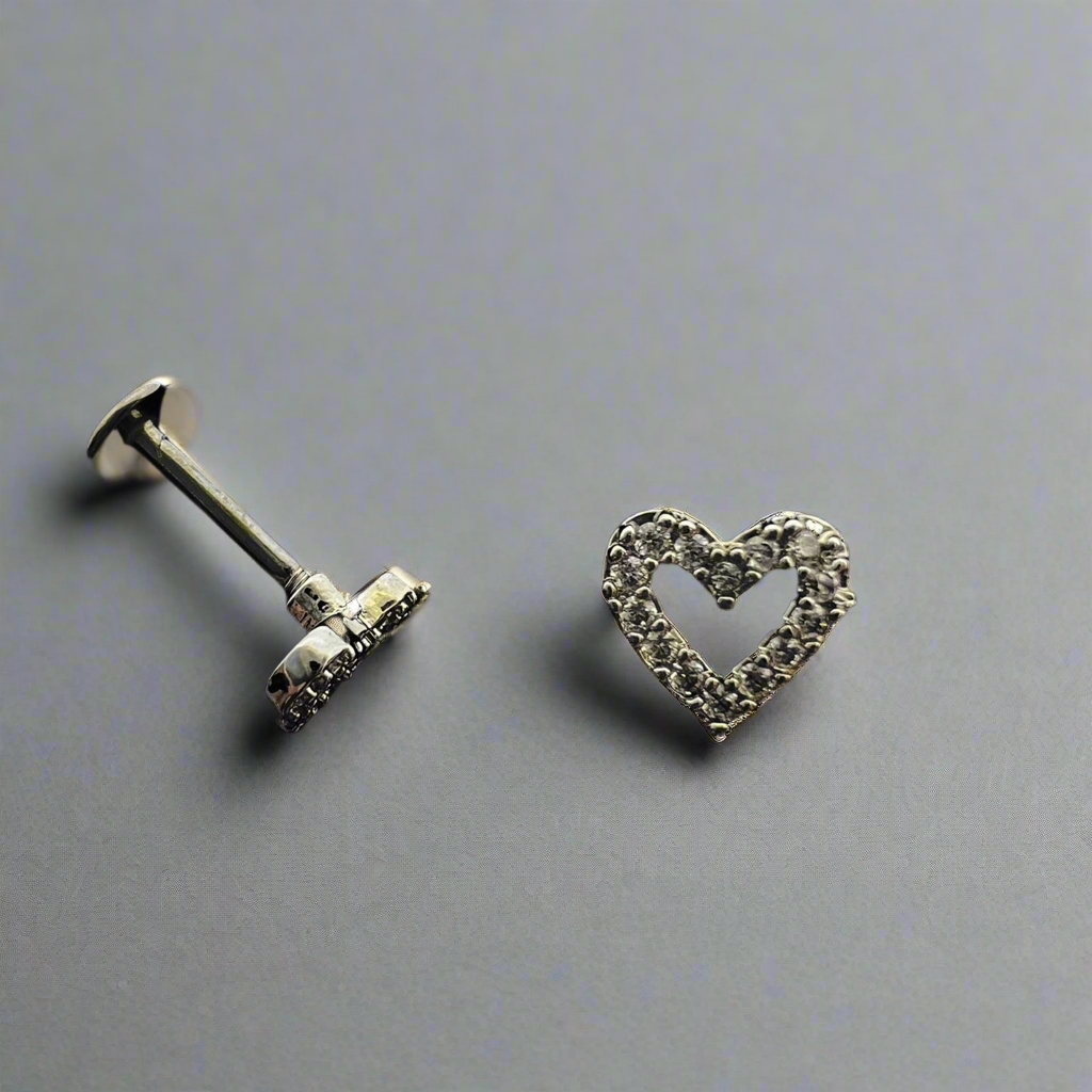 Stainless Steel Heart Shape Strass Ear Piercing