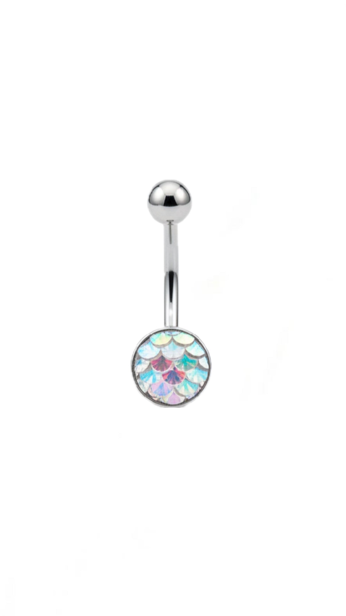 Silver Flat Fish Scale Belly Ring