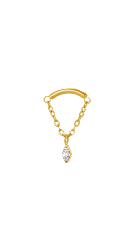 Single S925 Hidden Helix Drop Ear Piercing