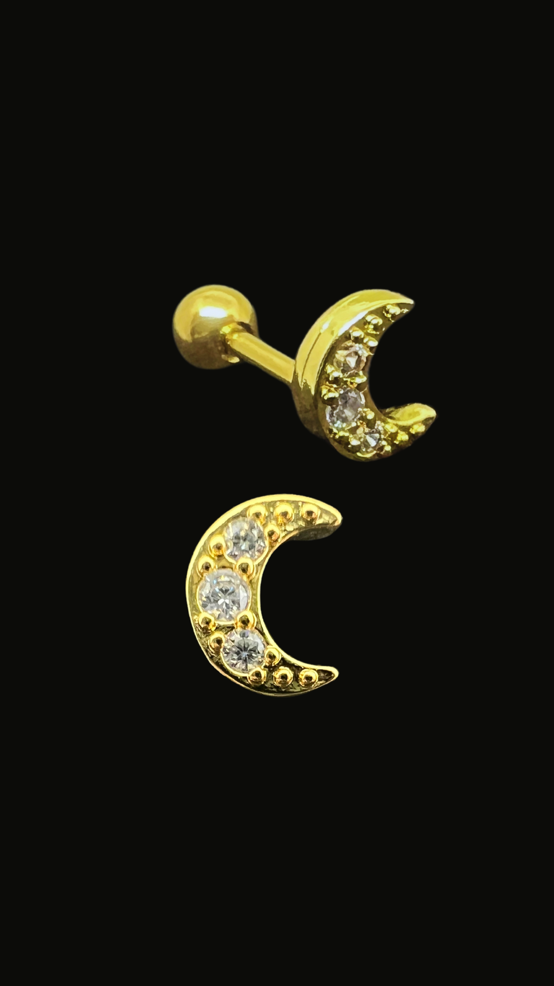 Stainless Steel Strass Crescent Moon Ear Piercing