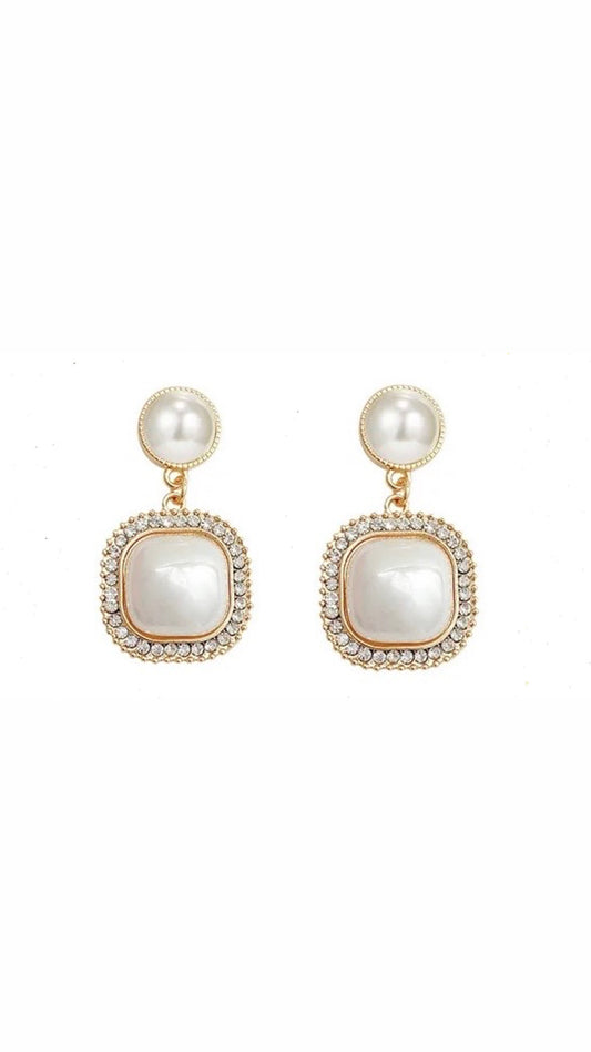 Circle Pearl Hanging Square Pearl Winter Earring