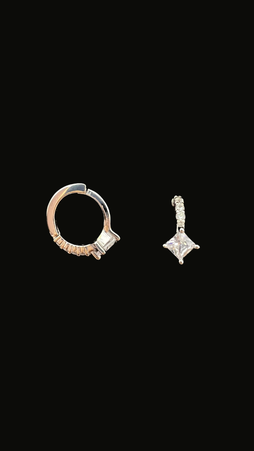 Silver 925 Square Hoop Upper Lobe Ear Piercing