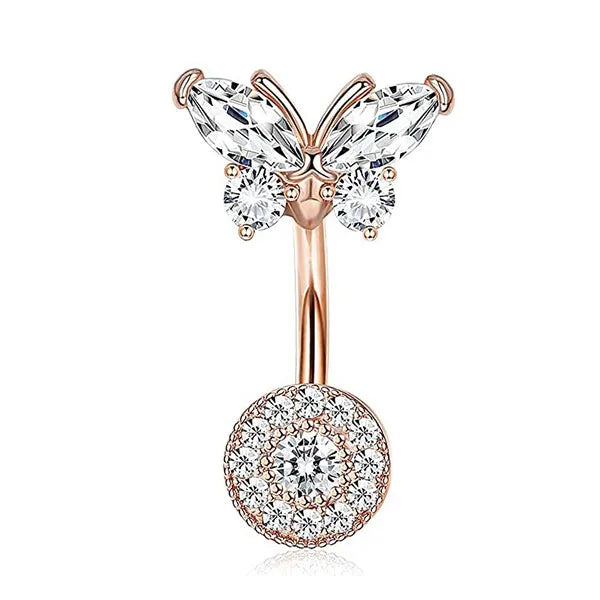 Rhinestone Butterfly Navel Belly Piercing
