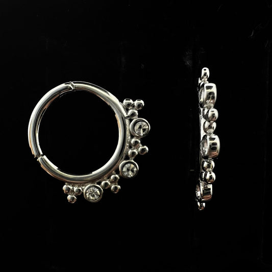 Hoop With 3 Stones Septum & Daith Ear Piercing