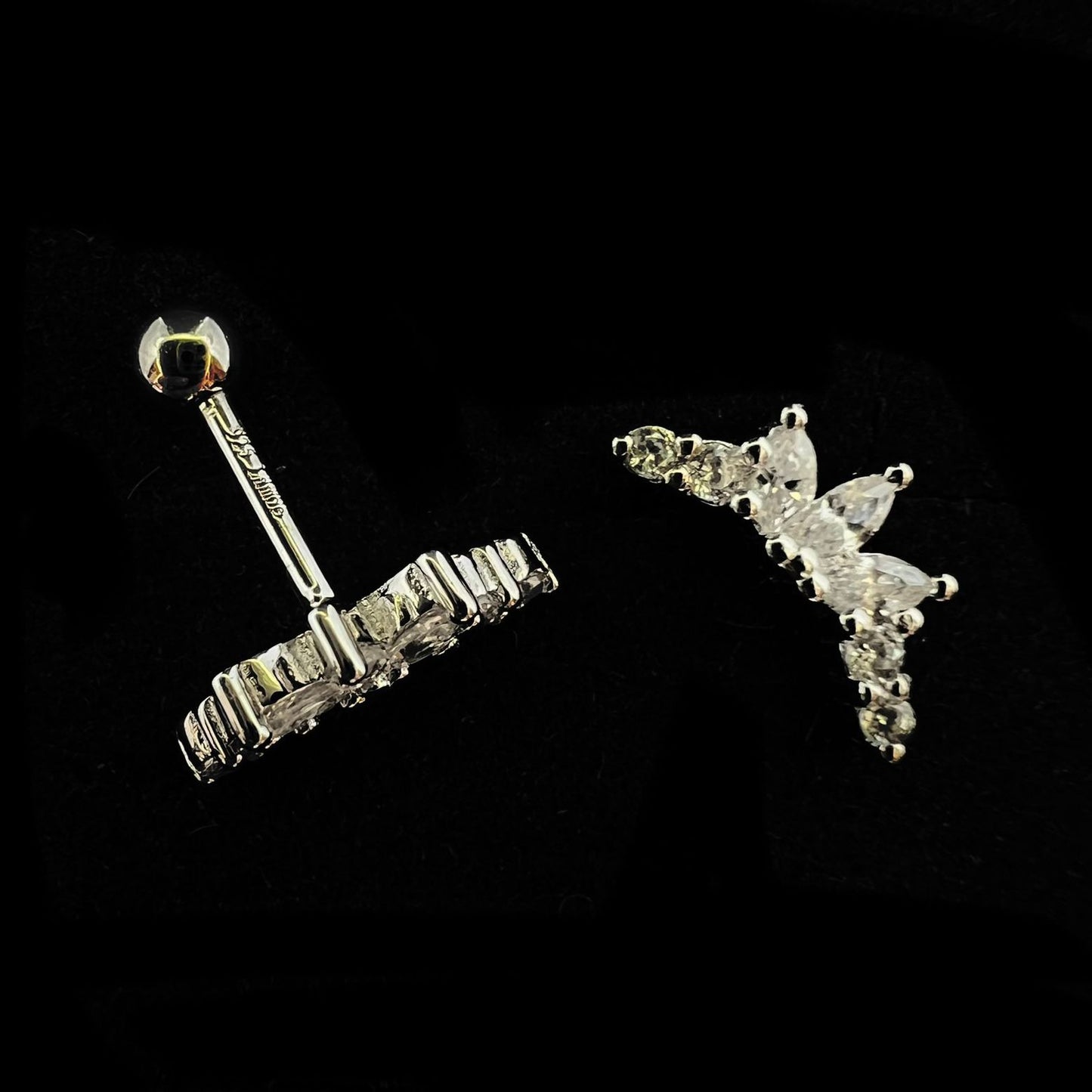 Silver 925 Crown and  Stones Helix Ear Piercing