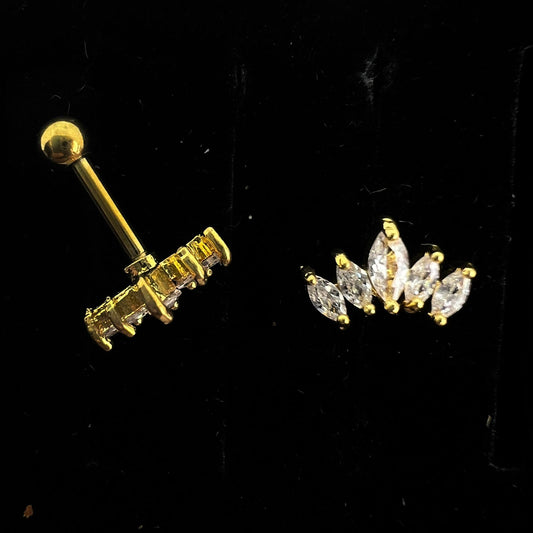 5 Stones Crown Helix / Conch Ear Piercing (Model 2)