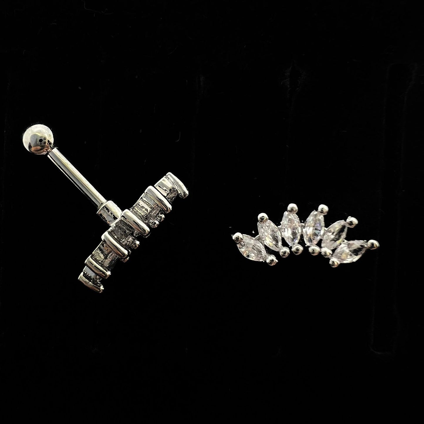 Stainless Steel 6 Stones Crown Helix/Conch Ear Piercing